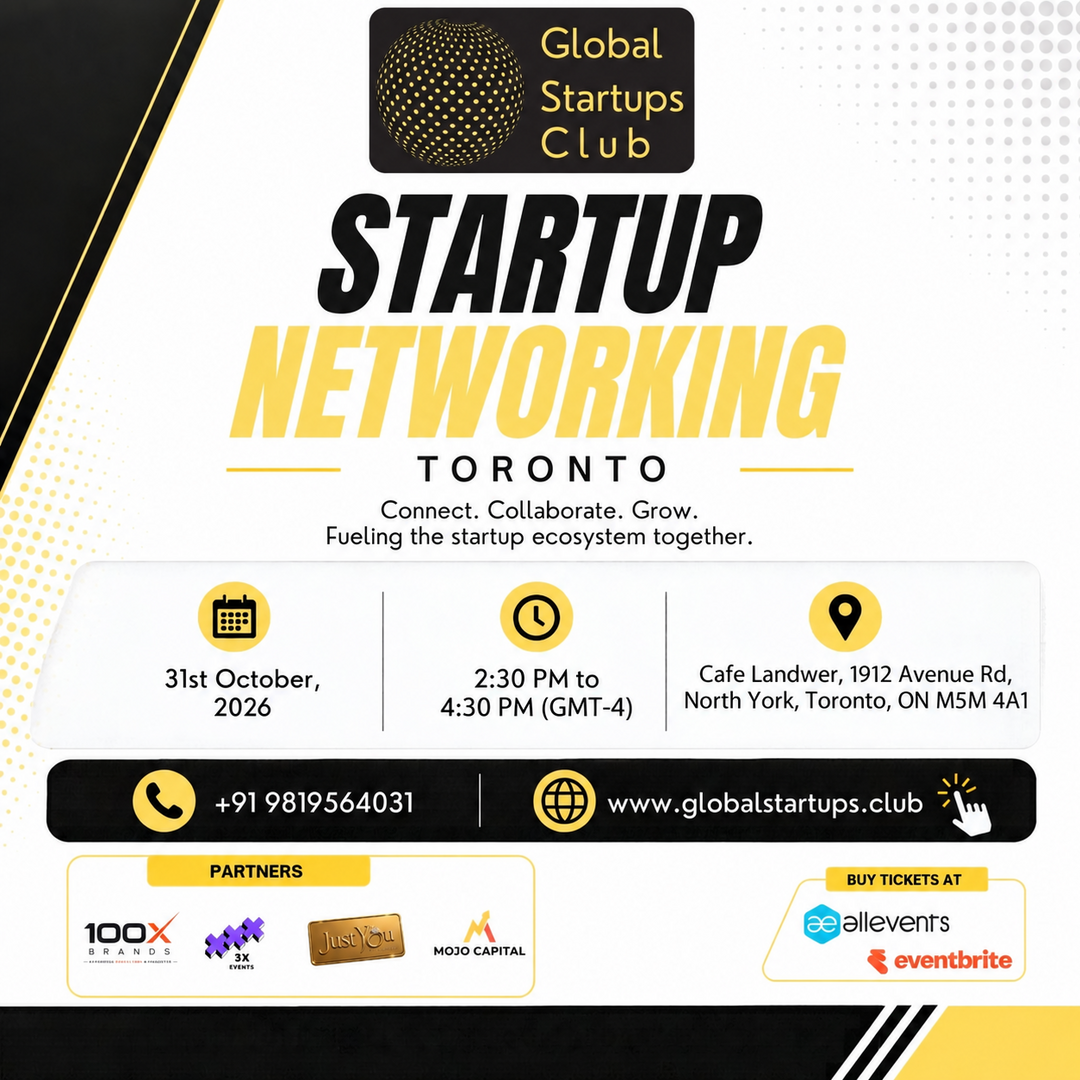 Global Startups Club Toronto Startup Networking square flyer for 31 October 2026